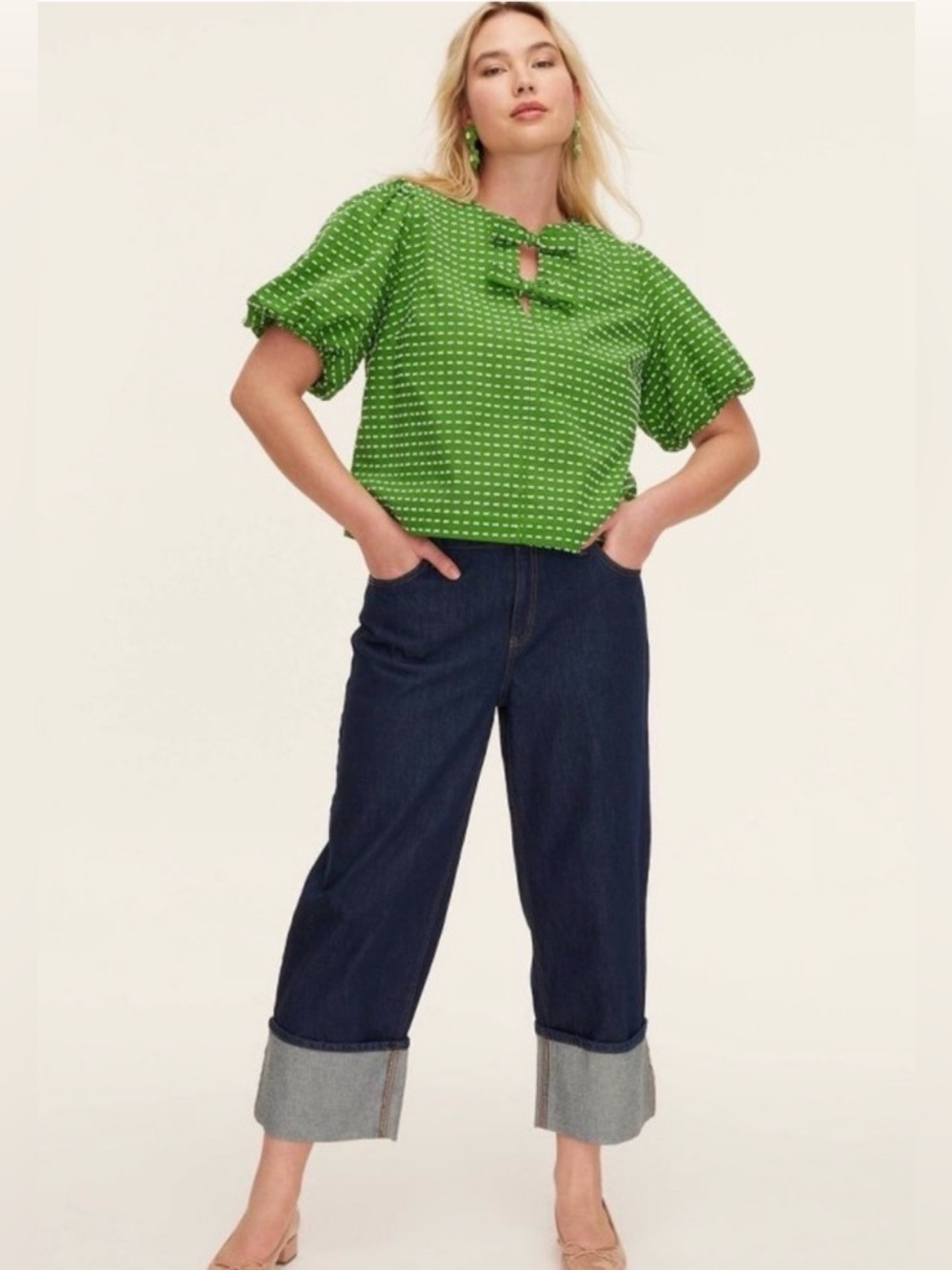 kate spade X Target baggy wide leg wide cuff dk wash jns WM 8 preppy retro